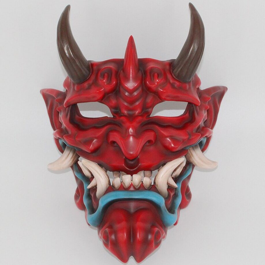 Masque Japonais Oni Rouge Sang